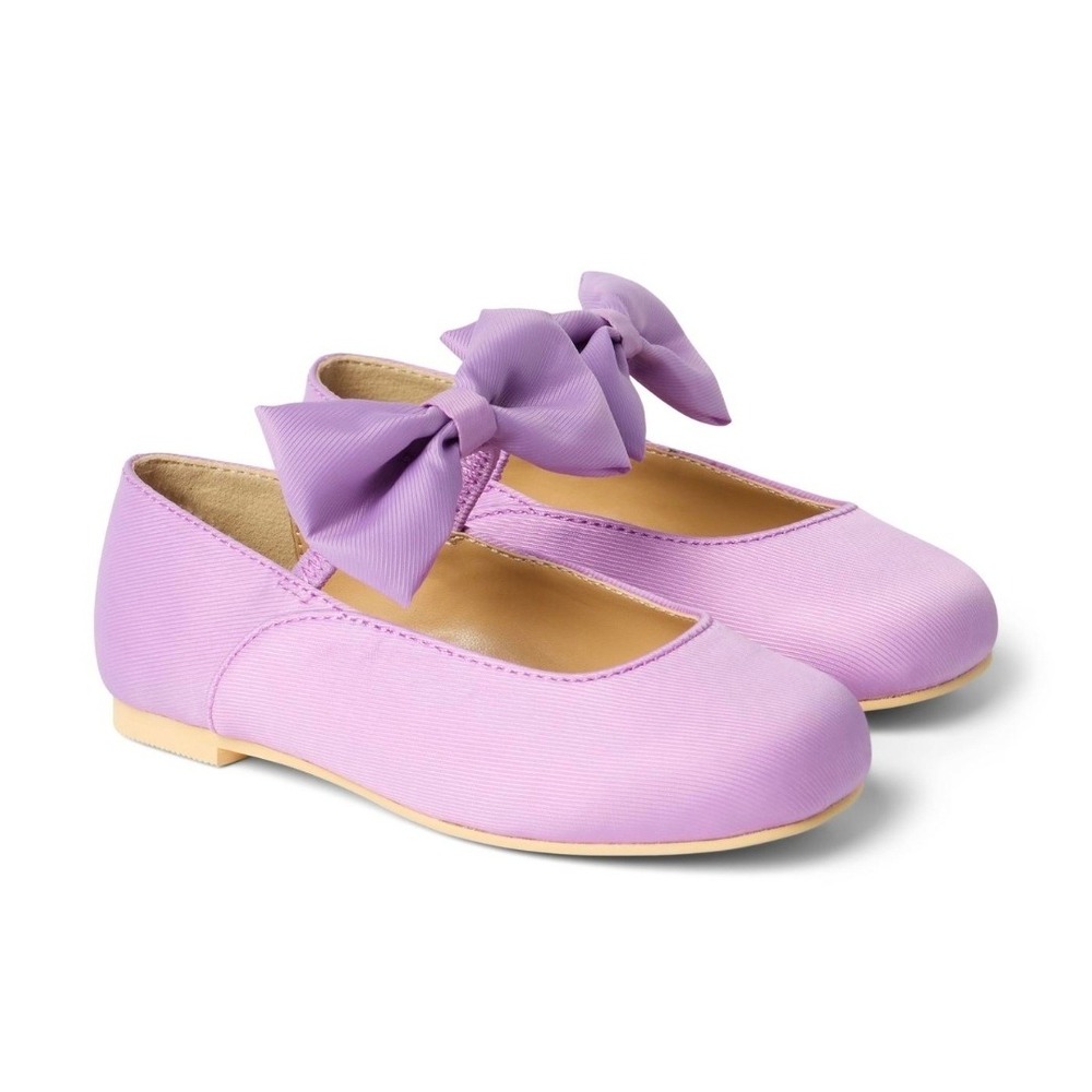 Janie and Jack Girls Lavender Purple Bow Mary Jane Dress Shoes Flats Baby Sz 5us